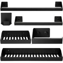Kit Acessórios Para Banheiro Preto 6 Peças Master Slim DF Kit Acessórios Para Banheiro Preto 6 Peças Master Slim DF