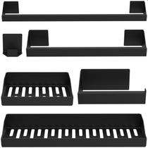 Kit Acessórios Para Banheiro Preto 6 Peças Master Slim DF Kit Acessórios Para Banheiro Preto 6 Peças Master Slim DF