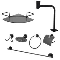 Kit Acessórios Para Banheiro Preto Completo 7 Peças Kit Acessórios Para Banheiro Preto Completo 7 Peças