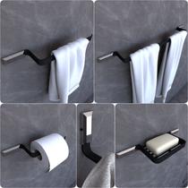 Kit Acessórios Para Banheiro Preto e Cromo Empire 5 peças Kit Acessórios Para Banheiro Preto e Cromo Empire 5 peças