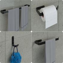 Kit Acessórios Para Banheiro Preto Fosco 4 Peças Kit Acessórios Para Banheiro Preto Fosco 4 Peças