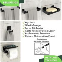 Kit Acessórios Para Banheiro Preto Fosco 5 Peças Elg