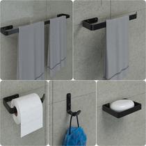 Kit Acessórios Para Banheiro Preto Fosco 5 Peças - HomeFull