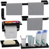 Kit Acessórios Para Banheiro Preto Fosco 6 Peças