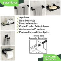 Kit Acessórios Para Banheiro Preto Fosco 6 Peças Elg