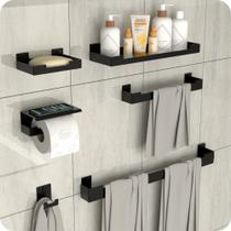 Kit Acessórios Para Banheiro Preto Fosco 6 Peças ELG - MetalCromo Kit Acessórios Para Banheiro Preto Fosco 6 Peças ELG - MetalCromo