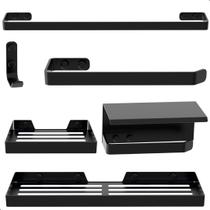 Kit Acessórios Para Banheiro Preto Fosco 6 Peças MAX Kit Acessórios Para Banheiro Preto Fosco 6 Peças MAX