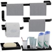 Kit Acessórios Para Banheiro Preto Fosco 6 Peças Kit Acessórios Para Banheiro Preto Fosco 6 Peças