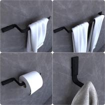 Kit Acessórios Para Banheiro Preto Fosco Empire 4 peças Kit Acessórios Para Banheiro Preto Fosco Empire 4 peças