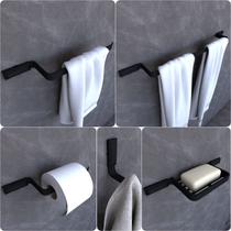 Kit Acessórios Para Banheiro Preto Fosco Empire 5 peças Kit Acessórios Para Banheiro Preto Fosco Empire 5 peças