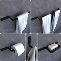 Kit Acessórios Para Banheiro Preto Fosco Empire 5 peças Kit Acessórios Para Banheiro Preto Fosco Empire 5 peças