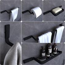 Kit Acessórios Para Banheiro Preto Fosco Empire 6 peças Kit Acessórios Para Banheiro Preto Fosco Empire 6 peças