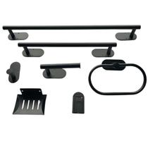 Kit Acessorios Para Banheiro Preto Inox 7 Peças Kit Acessorios Para Banheiro Preto Inox 7 Peças
