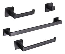 Kit Acessórios Para Banheiro Preto Luxo Inox Toalhas Papel