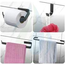 Kit Acessórios Para Banheiro Quadrado 4 Peças Preto Fosco Back Matte Luxo Cód. 9050