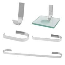 Kit Acessórios Para Banheiro Quadrado 5 Peças Luxo