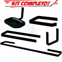 Kit Acessórios Para Banheiro Quadrado Metal 5 Peças Completo C/ Saboneteira PRETO FOSCO Cód. 6517