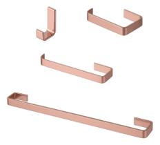 Kit Acessorios Para Banheiro Rose Gold 4 Peças Quadrado