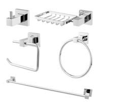 Kit acessórios para banheiro square 5 peças - cromado
