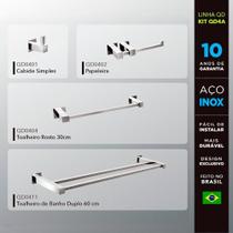 Kit Acessórios Para Banheiros 4 Peças Inox - Kromus Kitqd4a