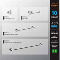 Kit Acessórios Para Banheiros 4 Peças Inox - Kromus Kitrd4