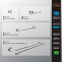 Kit Acessórios Para Banheiros 4 Peças Inox - Kromus Kitrd4a
