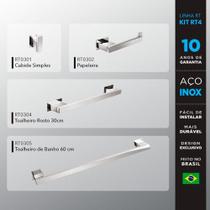 Kit Acessórios Para Banheiros 4 Peças Inox - Kromus Kitrt4