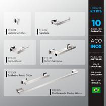 Kit Acessórios Para Banheiros 6 Peças Inox - Kromus Kitrt6