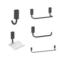 Kit Acessórios para Banheiros Celite One 5 Peças Preto Matte