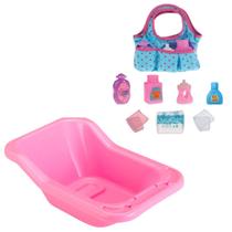 Kit Acessórios Para Boneca Bebê Reborn Banheira e Bolsinha