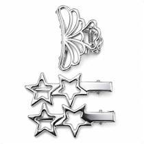 Kit Acessórios Para Cabelo: 1 Piranha Coroa e 2 Bico de Pato Estrela Df415 Kit Acessórios Para Cabelo: 1 Piranha Coroa e 2 Bico de Pato Estrela Df415
