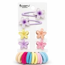 Kit Acessórios Para Cabelo Infantil: 2 Presilhas, 4 Piranhas e 10 Elásticos Df418-pr4904-3 Kit Acessórios Para Cabelo Infantil: 2 Presilhas, 4 Piranhas e 10 Elásticos Df418-pr4904-3