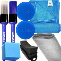 Kit Acessórios Para Detalhamento Automotivo Aplicador de Espuma Vonixx Pano Microfibra 40x40 Js Toalha Secagem 50x90 Js Pincel Yamase Aplicador