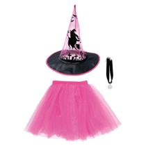 Kit Acessórios para Fantasia de Halloween Bruxinha cor de Rosa 13x8