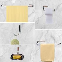 Kit Acessórios Para Lavabo Banheiro 5 Peças em Alumínio Luxo