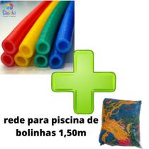 Kit Acessórios Para Piscina De Bolinhas 4 Isotubos Coloridos + Rede De Proteção Piscina 1,50m - Casinha Brinquedos