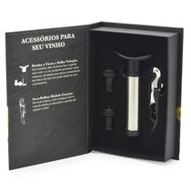 Kit Acessórios Para Vinho 4 Peças Com Bomba De Vinho