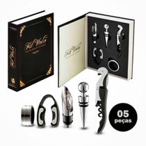 Kit Acessórios Para Vinho 5 Peças Inox Profissional Luxo