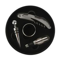 Kit Acessórios para Vinho Couro com 4 Peças - ACASA Kit Acessórios para Vinho Couro com 4 Peças - ACASA