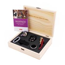 Kit Acessórios Para Vinho Livro Degustação Caixa Premium