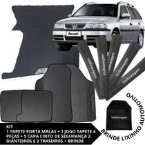Kit Acessórios Parati g3 2000 a 2004 Tapete Emborrachado + Porta Malas + 5 Capas de Cinto Segurança