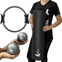 Kit Acessórios Pilates Colchonete DS1020 + Bolas Peso 0,5kg DS1060 + Anel Tonificador DS1046 Dafoca Sports