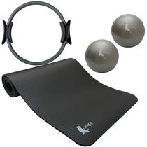 Kit Acessórios Pilates Colchonete DS1020 + Bolas Peso 1kg DS1061 + Anel Tonificador DS1046 Dafoca Sports