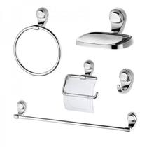Kit Acessórios Plásticos Lorenzetti Attic F22 Branco Cromado