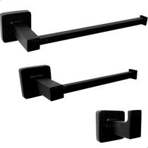 Kit Acessórios Preto Banheiro Metal Porta Toalha De Rosto Gancho Toalheiro E Porta Papel higiênico Kit Acessórios Preto Banheiro Metal Porta Toalha De Rosto Gancho Toalheiro E Porta Papel higiênico