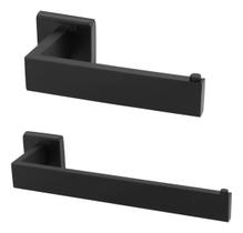 Kit Acessórios Quadrado Banheiro Luxo Inox 304 Preto 2 Peças