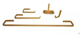 Kit Acessórios quadrado De Banheiro e lavabo Alumínio 5 Peças Dourado Fosco Kit Acessórios quadrado De Banheiro e lavabo Alumínio 5 Peças Dourado Fosco