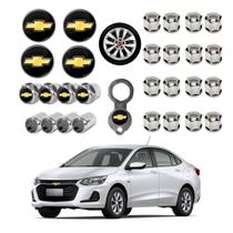 Kit Acessórios Roda GM Chevrolet 4 Emblemas Resinado, 4 Tampas Antifurto e 16 Capas Parafuso Cromado Kit Acessórios Roda GM Chevrolet 4 Emblemas Resinado, 4 Tampas Antifurto e 16 Capas Parafuso Cromado