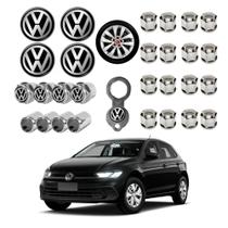 Kit Acessórios Roda VW Volkswagen 4 Emblemas Resinado 4 Tampas Antifurto e 16 Capas Parafuso Cromado Kit Acessórios Roda VW Volkswagen 4 Emblemas Resinado 4 Tampas Antifurto e 16 Capas Parafuso Cromado