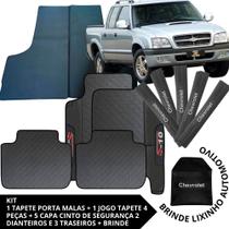 Kit Acessórios S10 S-10 2001 a 2012 Tapete Emborrachado + Tapete Caçamba + 5 Capas Cinto Segurança